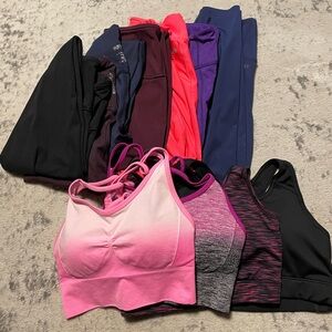 Lot of 7 workout leggings and 4 Women's Sports Bras size small